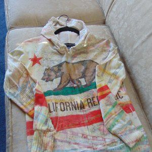 California Bear Flag Sweater Hoodie Sz Med